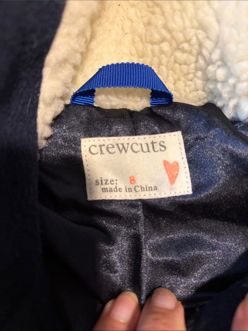 J. Crew Crewcuts Navy Wool Chateau Coat with Cream Faux-Fur Trim - Picture 4 of 4